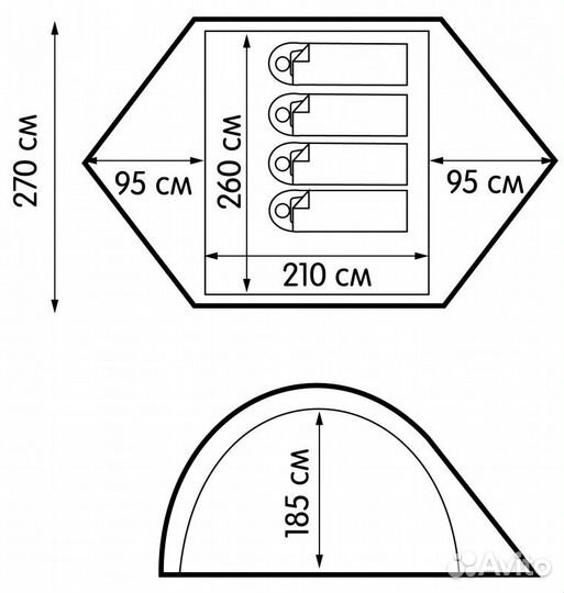 Прокат 4х-местной кемпинговой палатки