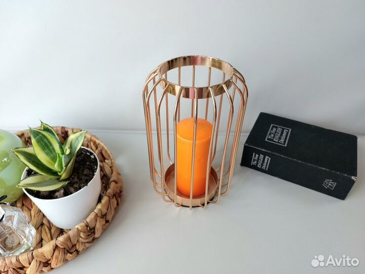 Большой подсвечник Фонарь 22 см золото