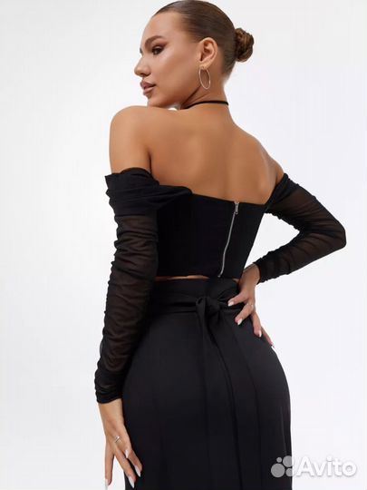 Корсетный топ с длинным рукавом