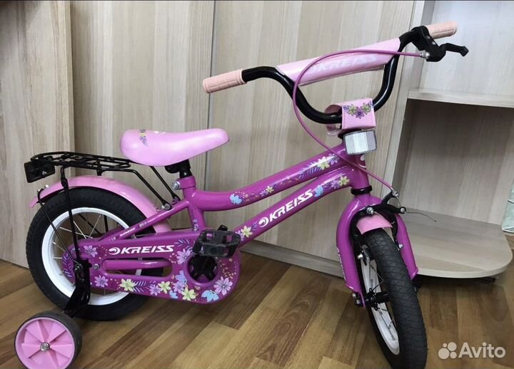 Детский велосипед kreiss розовый 12 дюймов