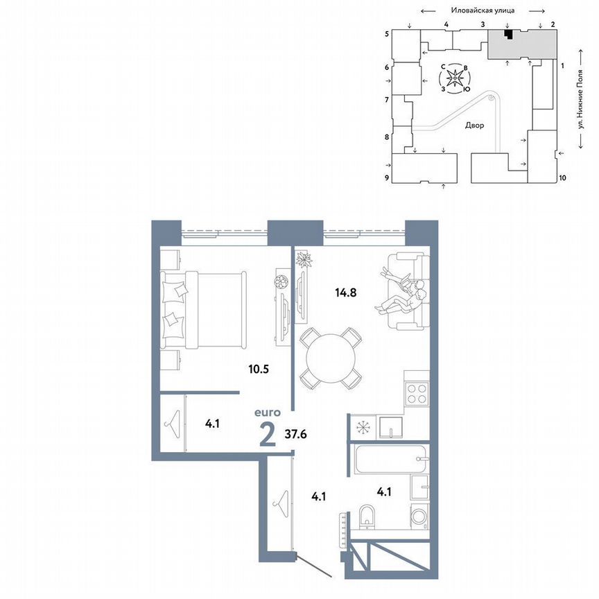 1-к. квартира, 37,6 м², 24/38 эт.
