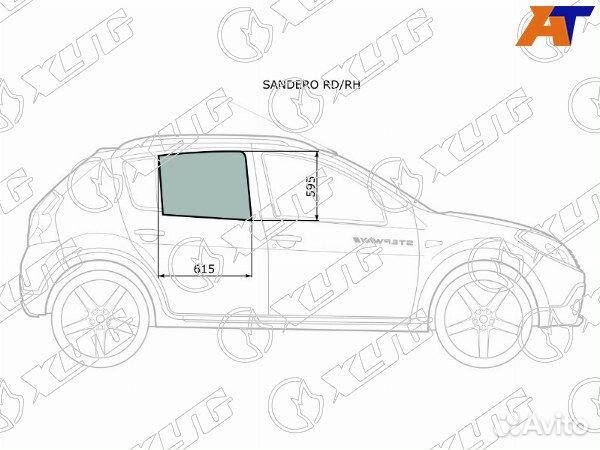 Стекло боковое опускное renault sandero stepway