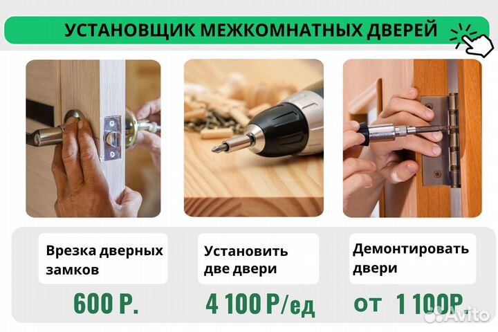 Установка межкомнатных дверей Установка ручек