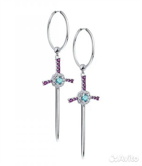 Серебряные серьги sokolov х со сказками