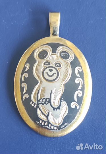 Олимпийский мишка кулон серебро Северная чернь
