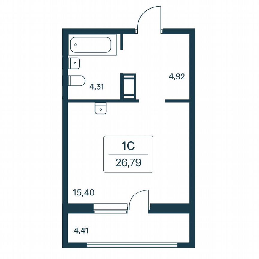 Квартира-студия, 26,8 м², 3/11 эт.