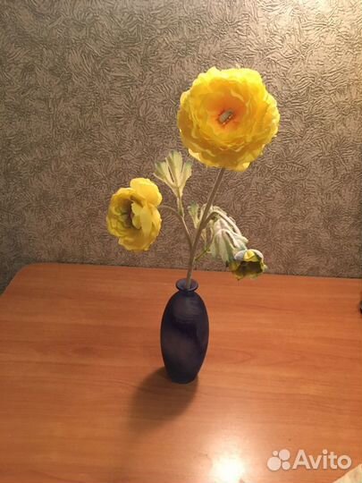 Ваза синее стекло, узкое горлышко