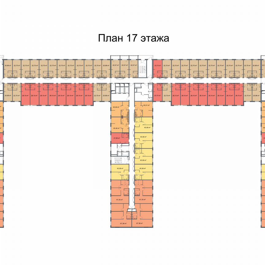 3-к. апартаменты, 61,4 м², 17/24 эт.