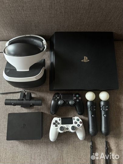 Sony PS4 pro 1tb, 2 геймпада, VR, контроллеры