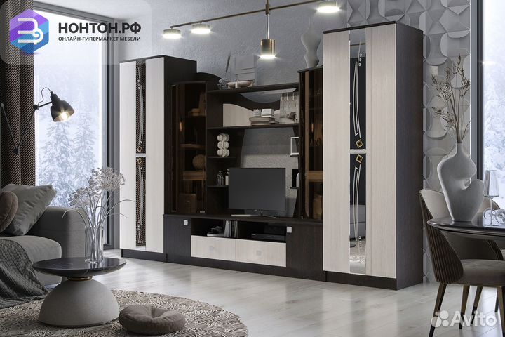 Стенка Гамма-15 дуб беленый / венге