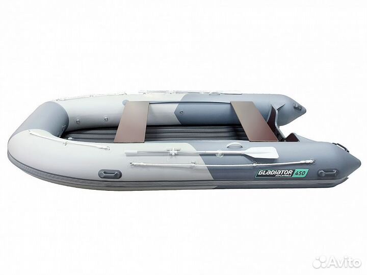 Надувная лодка гладиатор E450S серая
