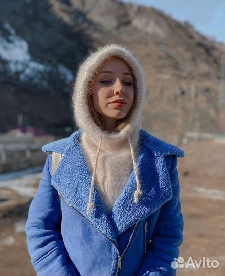 Капор с удлиненной грудкой из пуха норки. Новый