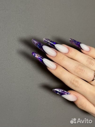 Наращивание ногтей, выкладной френч, маникюр