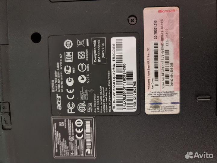 Ноутбук acer aspire 7250g