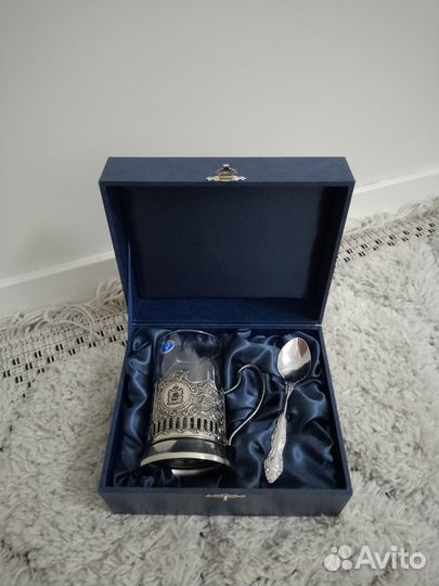 Чайный подарочный набор подстаканник с ложкой