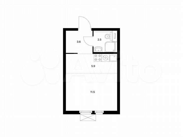 Квартира-студия, 23,5 м², 2/14 эт.