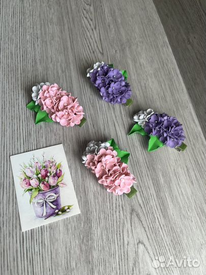Заколки для волос ручной работы сирень