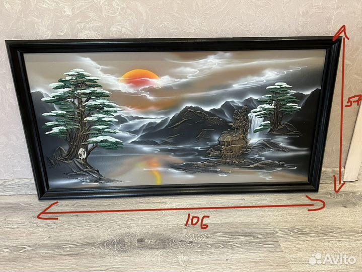 Картина панно барельеф пейзаж