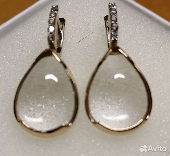 Золотые серьги 585 кабошон