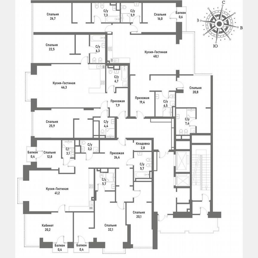 4-к. квартира, 175 м², 12/15 эт.