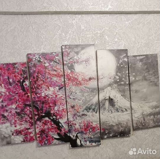 Сакура картина модульная