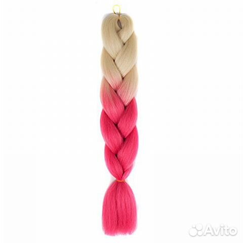 Канекалоны цветные косички, блонд-розовый