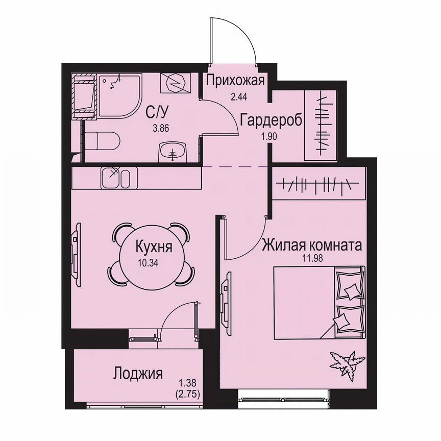 1-к. квартира, 31,9 м², 8/9 эт.