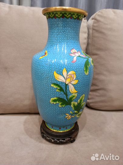 Ваза клуазоне большая Эмаль 37 см Китай