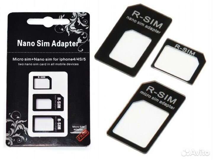 SIM Адаптеры microsim + nanosim + Сим Извлекатель