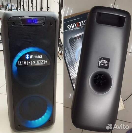 Колонка Ginzzu + сабвуфер 200вт 65см Rgb подсветка