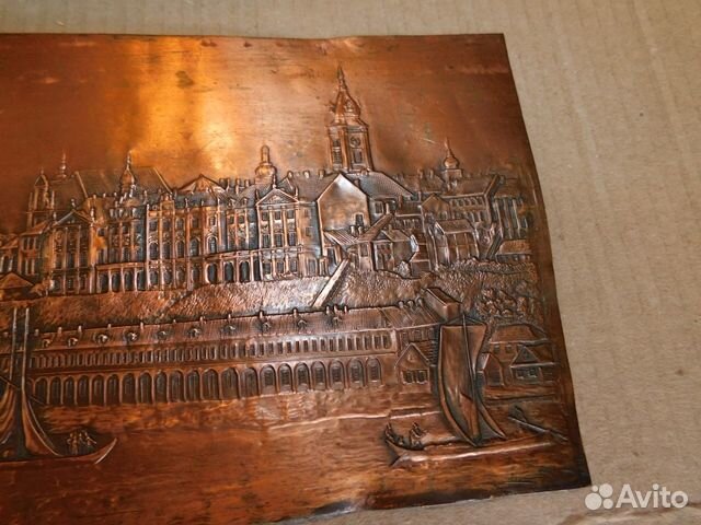 Панно-чеканка королевский замок в Варшаве 1970 г