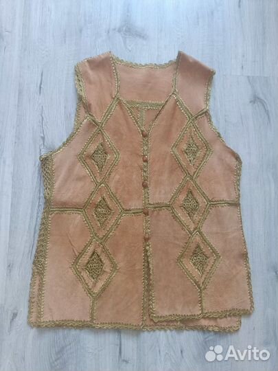 Замшевая хиппи жилетка camel