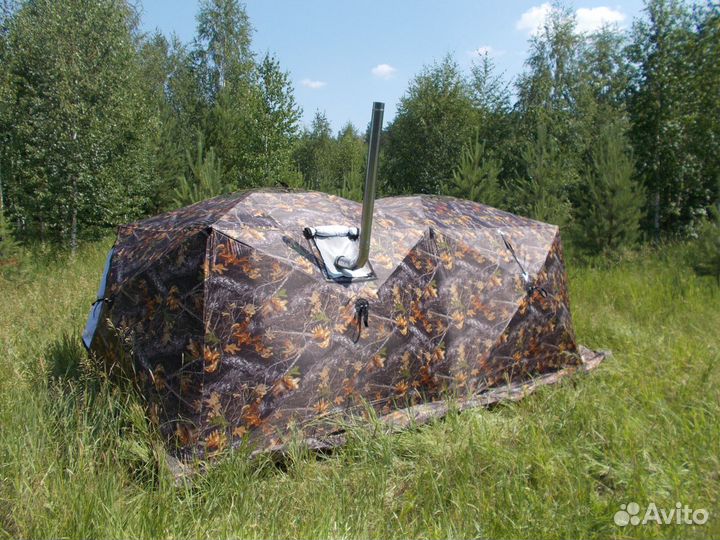 Палатка Куб 2,5 дуплекс 3-сл Охотник Уралзонт