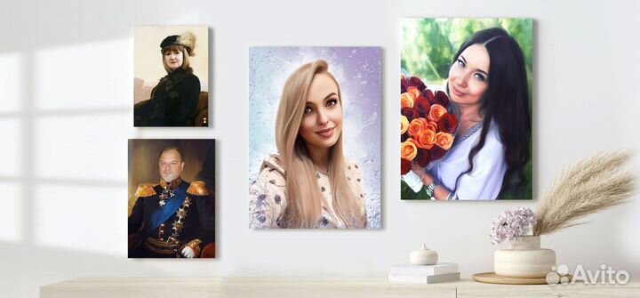 Портрет по фото на холсте