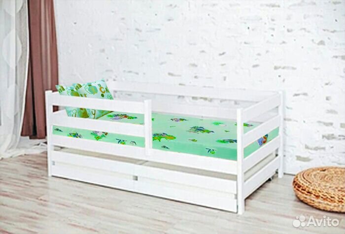 Кроватка высокий борт берёза софа эко от 2х лет