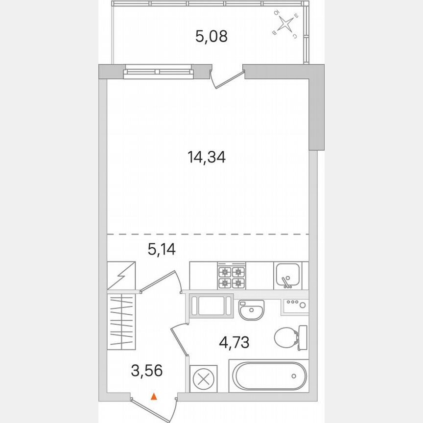 Квартира-студия, 29,3 м², 7/8 эт.