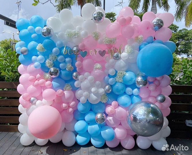 Гелиевые шары и фотозона на гендер пати