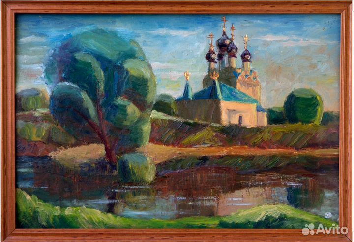 Картина маслом Тайнинский храм в Мытищах