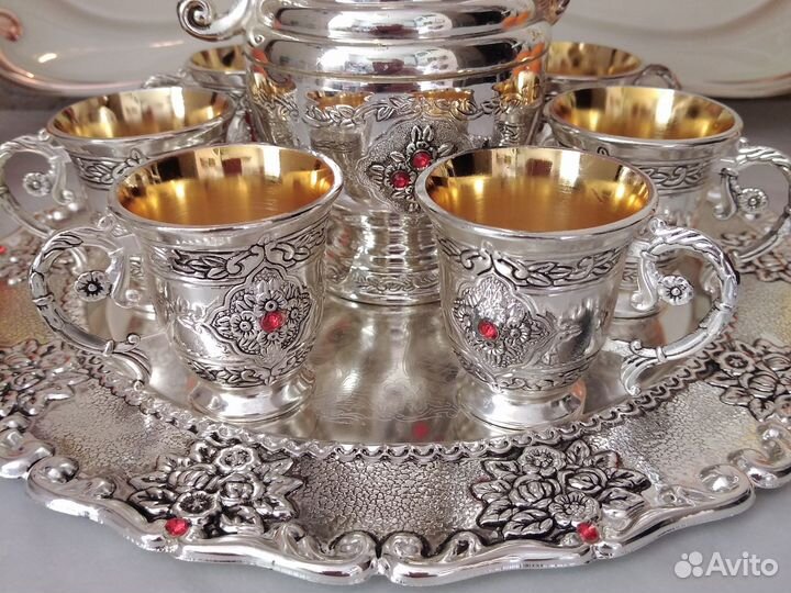 Набор кофейно - коньячный с посеребрением