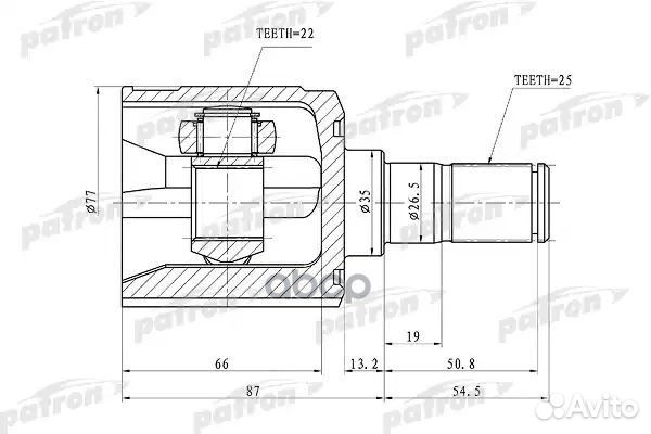 ШРУС внутренний 22x35x25 hyundai getz 02-11