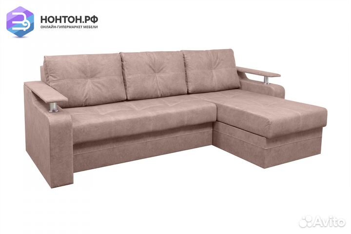 Диван угловой еврокнижка Кредо светло-коричневый