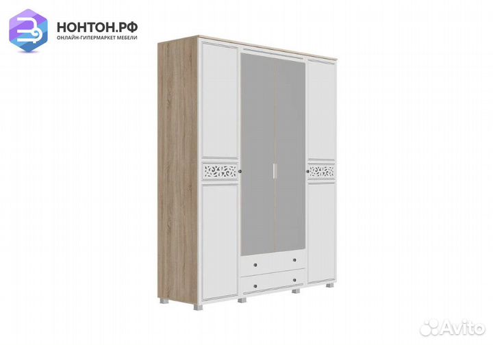 Шкаф 4-створчатый Мадлен дуб сонома светлый / ясен