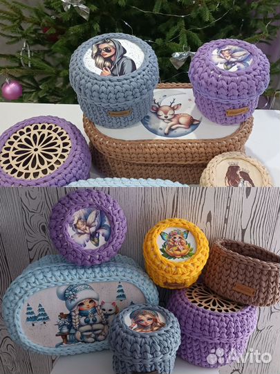 Корзинка из трикотажной пряжи