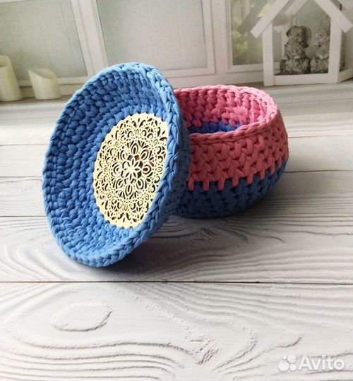 Корзинка с крышкой 2 в 1 ручная работа