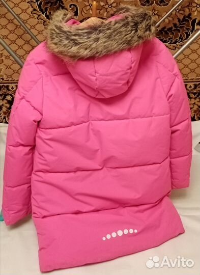 Пальто зимнее пуховик ярко-розовое р158 б/у