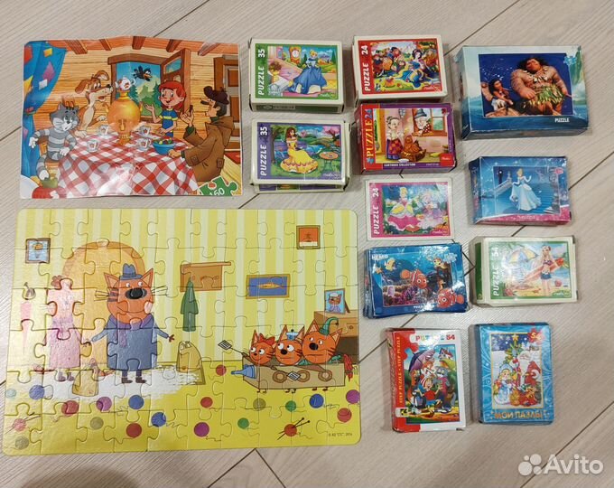 Пазлы детские из картона 13наборов за