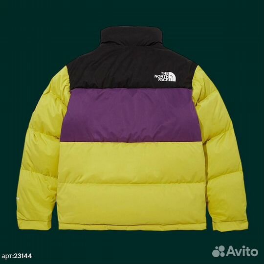 Зимняя куртка The North Face ярко желтая С фиолето 46(S)