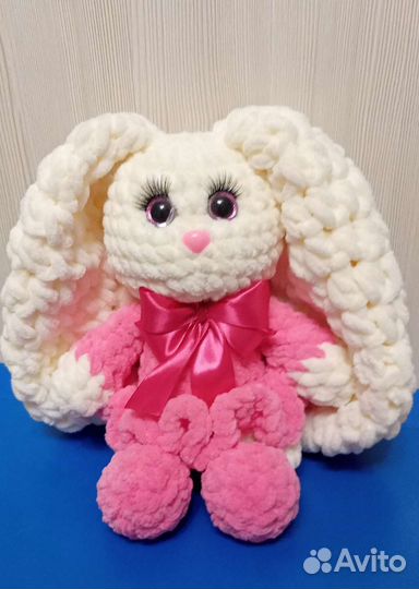 Амигуруми плюшевая, вязаная, зефирная зайка