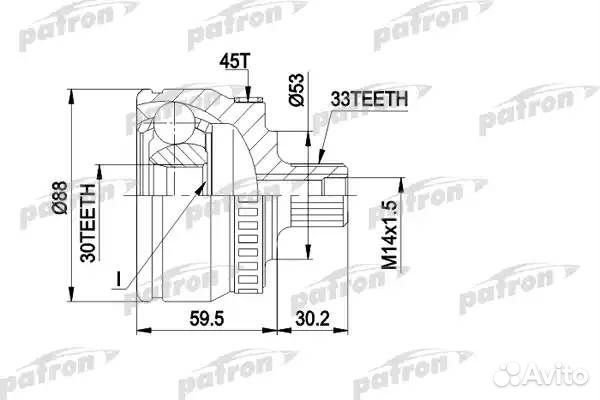 ШРУС наружный 1.6-2.3 95-00 30x53x33 abs45 см.VIN