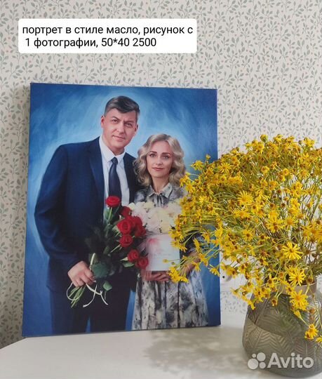 Портрет по фото на холсте